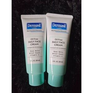 Dermasil Oil Free Daily Face Cream 2 Pack Rose Water Witch Hazel Vitamin E 2oz